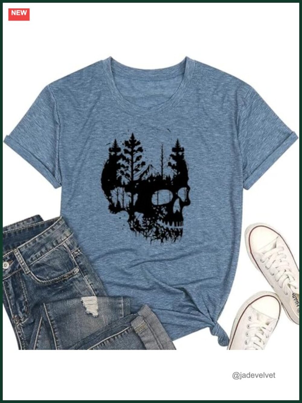Women's Vintage Skull Graphic T-Shirt Funny Short Sleeve Tee